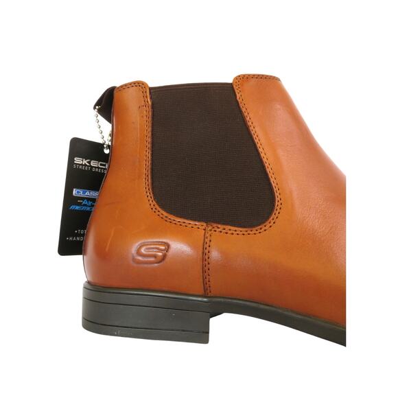 New SKECHERS Men Sz 10 Brown Leather Chelsea Ankle Boots - Picture 5 of 8